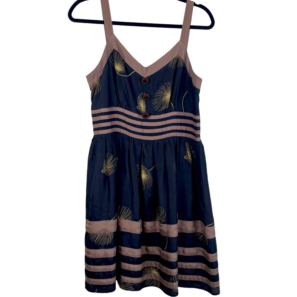 Anthropologie SILK Dress Size 4 Black dandelion dream Sleeveless by Burlapp